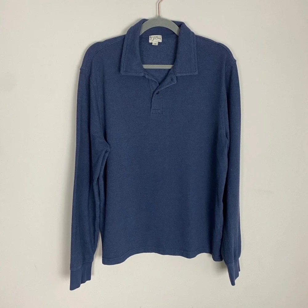 J Crew Long Sleeve Textured Sweater Tee Polo Shirt Mens Medium Preppy Classic